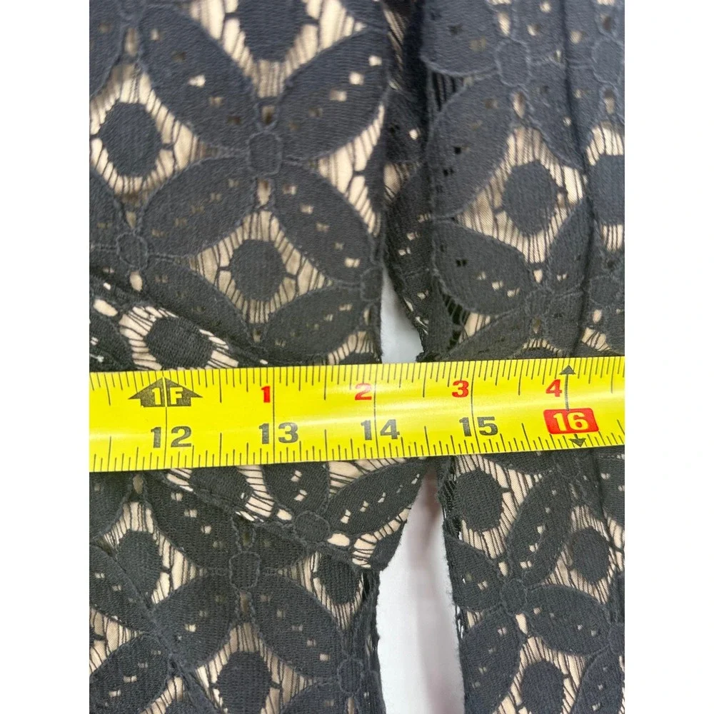 INC‎ Black Cotton Geometric Lace Trench Coat Womens Small Classic Feminine